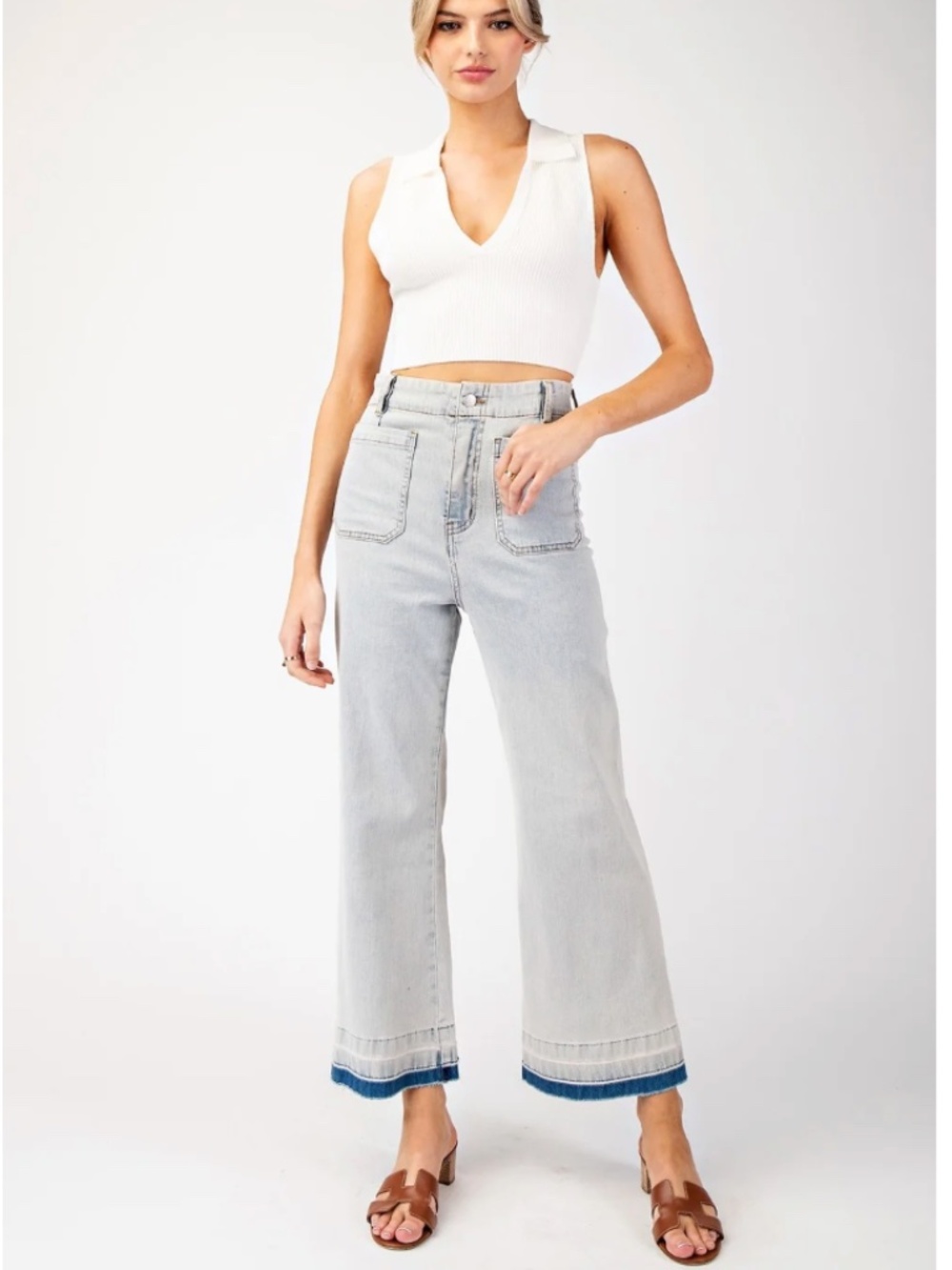 ee:some Mineral Washed Cropped Pants in Denim XL
